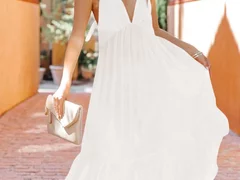 Rochie Maxi din material vaporos cu spatele gol W639-2